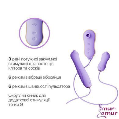 Набір 3в1 Zalo &ndash; UNICORN Set Violet, віброяйце, пульсатор, вакуумний стимулятор