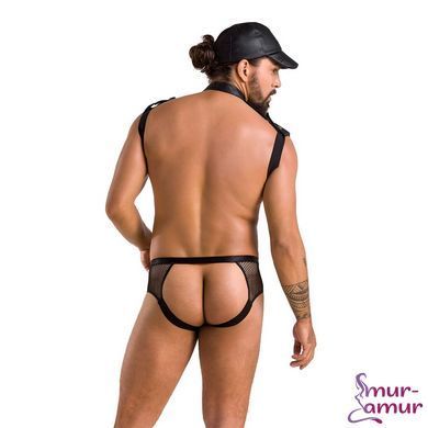 Комплект еротичної чоловічої білизни Passion 038 JOHN SET L/XL Black, боді, кепка фото і опис