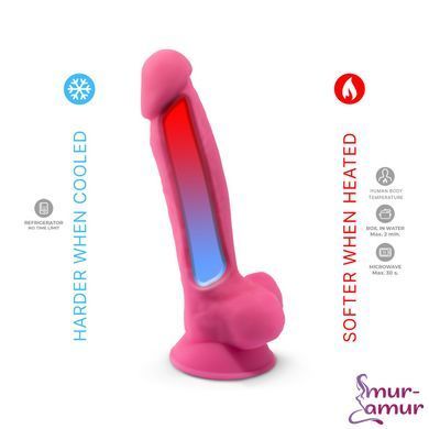 Фалоімітатор SilexD Johnny Pink Glow in the dark, двошаровий, силікон+Silexpan, діаметр 3,5см