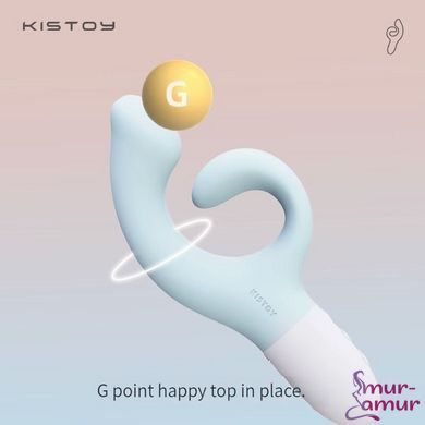 Вибратор-кролик для точки G KISTOY Big G Blue, изогнутый отросток, автоматический подогрев фото и описание