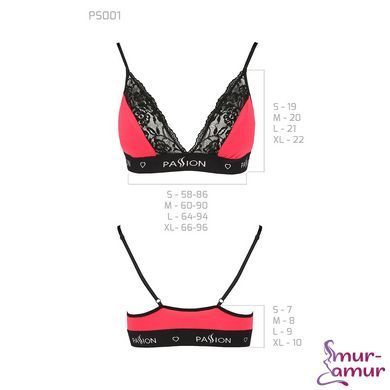 Еластичний топ з мереживом Passion PS001 TOP S, red-black фото і опис