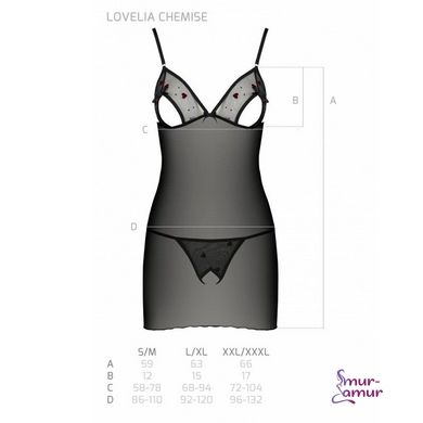 Сорочка з вирізами на грудях + стрінги LOVELIA CHEMISE black S/M - Passion фото і опис