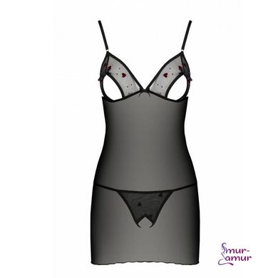 Сорочка з вирізами на грудях + стрінги LOVELIA CHEMISE black S/M - Passion фото і опис