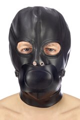 Капюшон з кляпом для БДСМ Fetish Tentation BDSM in hood leatherette with removable gag фото і опис