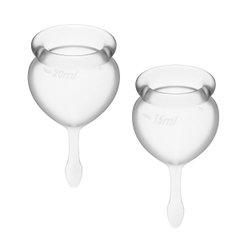 Набор менструальных чаш Satisfyer Feel Good (Transparent), 15мл и 20мл, мешочек для хранения фото и описание