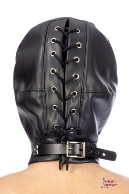 Капюшон с кляпом для БДСМ Fetish Tentation BDSM hood in leatherette with removable gag фото и описание