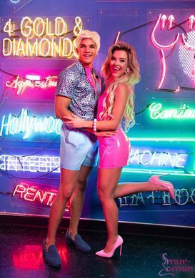 Виниловое мини-платье Leg Avenue Pink vinyl mini dress L, розовое фото и описание