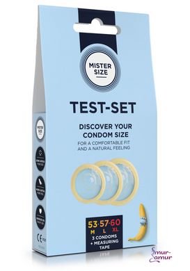 Набор презервативов Mister Size Test-set 53-57-60 с инструкцией по подбору размера презерватива (EN) фото и описание
