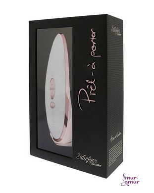 Люксовий вакуумний стимулятор Satisfyer Luxury Pret-a-Porter White зі вставкою зі шкіри фото і опис