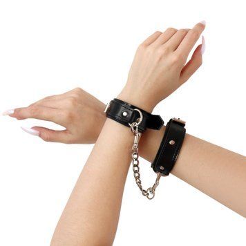 Наручники из экокожи Art of Sex - Handcuffs Emoji, цвет черный фото и описание