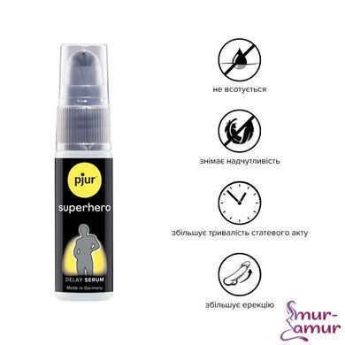 Сироватка-пролонгатор pjur Superhero Delay Serum 20 мл, створює ефект плівки, без оніміння фото і опис