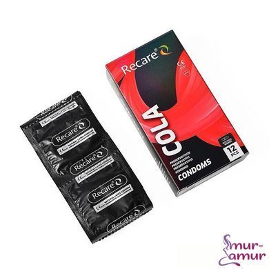 Презервативи Holographic Recare Cola Dotted&Ribbed Condoms 12шт, з пухирцями і ребрами, аромат: Кола