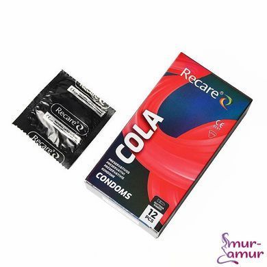Презервативи Holographic Recare Cola Dotted&Ribbed Condoms 12шт, з пухирцями і ребрами, аромат: Кола