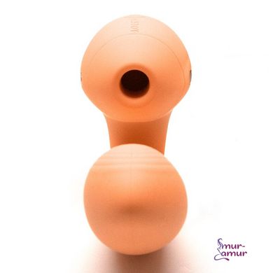 Вакуумний вібратор Kistoy Tina Mini Orange, вагінально-кліторальний фото і опис