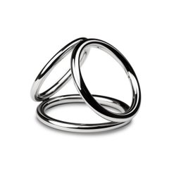 Тройное эрекционное кольцо Sinner Gear Unbendable - Triad Chamber Metal Cock and Ball Ring - Medium фото и описание