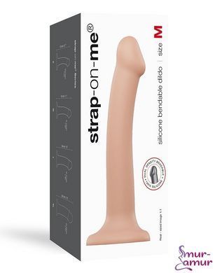 Насадка для страпона Strap-On-Me Dual Density Dildo Flesh M, диаметр 3,3см, двухслойная, гибкая фото и описание