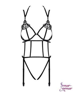 Боди из стреп с доступом Obsessive Badossa crotchless teddy L/XL, черный фото и описание