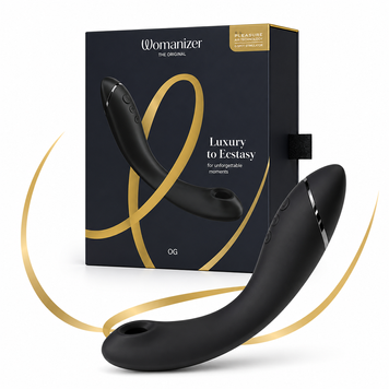 Вакуумний стимулятор для точки G та клітора з вібрацією Womanizer OG Dark Grey, 12 рівнів, 3 режими фото і опис