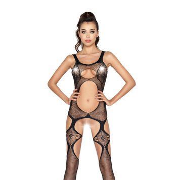 Бодістокінг Passion BS039 black, комбінезон, імітація панчох фото і опис