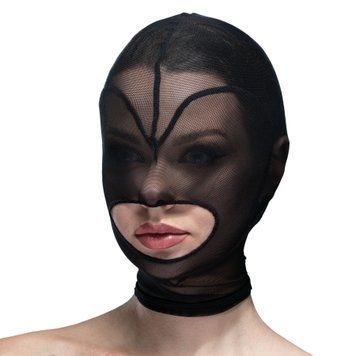 Маска серце сітка з відкритим ротом Feral Feelings - Hearts Mask Black/Black фото і опис