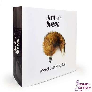 Металлическая анальная пробка с хвостом из натурального меха Art of Sex size M Red fox