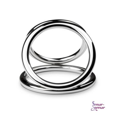 Тройное эрекционное кольцо Sinner Gear Unbendable - Triad Chamber Metal Cock and Ball Ring - Medium фото и описание