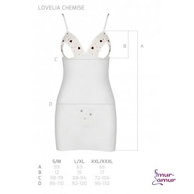 Сорочка з вирізами на грудях + стрінги LOVELIA CHEMISE white L/XL - Passion фото і опис