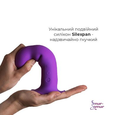 Двошаровий ділдо з вібрацією Adrien Lastic Hitsens 3 Purple, відмінно для страпона, діаметр 4 см, до фото і опис