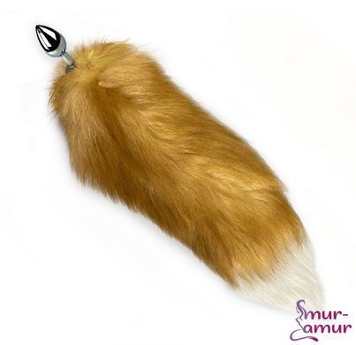 Металлическая анальная пробка с хвостом из натурального меха Art of Sex size M Red fox