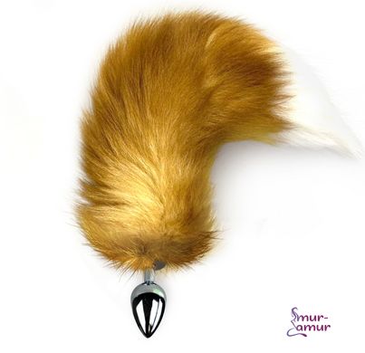 Металлическая анальная пробка с хвостом из натурального меха Art of Sex size M Foxy fox фото и описание