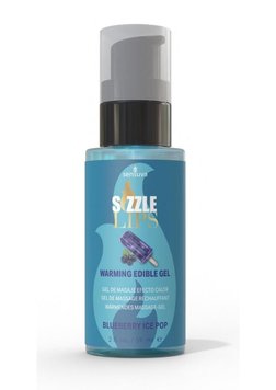 Согревающий массажный гель Sensuva Sizzle Lips Blueberry Ice Pop (59 мл), без сахара, съедобный фото и описание
