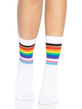 Носки женские в полоску Leg Avenue Pride crew socks Rainbow, 37&ndash;43 размер фото и описание