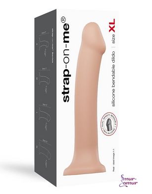 Насадка для страпона Strap-On-Me Dual Density Dildo Flesh XL, диаметр 4,5см, двухслойная, гибкая фото и описание