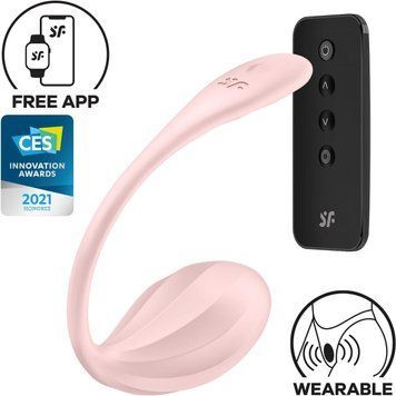 Смарт-виброяйцо Satisfyer Ribbed Petal Connect App Rose, управление со смартфона, пульт ДУ фото и описание