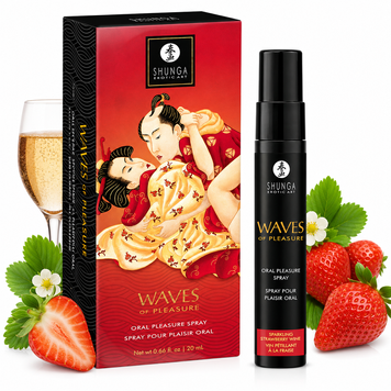 Спрей для усиления слюноотделения Shunga Waves of Pleasure Strawberry Sparkling Wine фото и описание