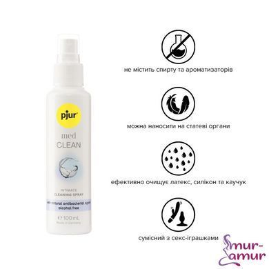 Очищувальний спрей pjur med Clean Spray 100 мл, для ніжної шкіри та іграшок, антибактеріальний