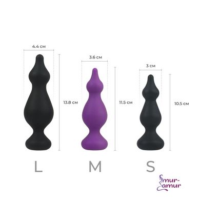 Анальная пробка Adrien Lastic Amuse Medium Purple (M) с двумя переходами, макс. диаметр 3,6см фото и описание