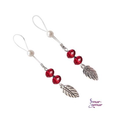 Сексуальные украшения для сосков с листиком Nipple Jewelry Leaf, цвет красный фото и описание