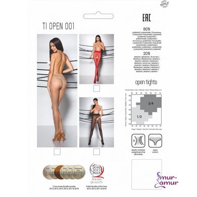 Еротичні колготки TIOPEN 001 nero 1/2 (20 den) - Passion, з вирізом і мереживом на поясі фото і опис