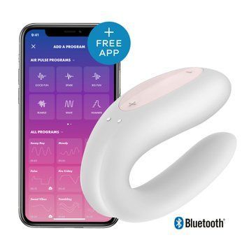 Смарт-вибратор для пар Satisfyer Double Joy White с широким клиторальным стимулятором фото и описание