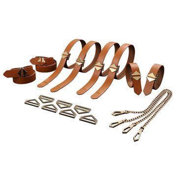Набор для бондажа LOCKINK 8-Bondage-Straps Restraint Set, коричневый, 8 ремней из натуральной кожи фото и описание