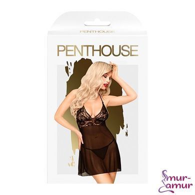 Мини-платье с кружевным лифом и стрингами Penthouse - Bedtime Story Black L/XL фото и описание