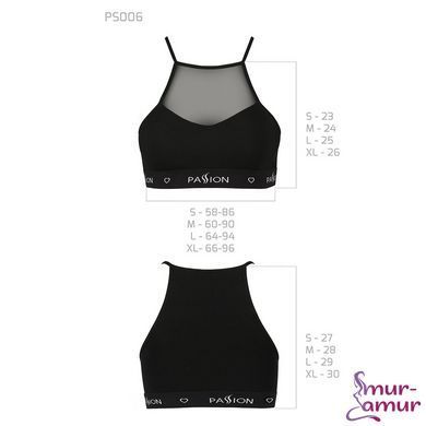 Спортивный топ с прозрачной вставкой Passion PS006 TOP L, black фото и описание