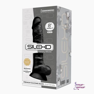 Фаллоимитатор SilexD Vetus Black (MODEL 1 size 8in), двухслойный, Силикон медицинский+Silexpan, диаметр 4,2см фото и описание