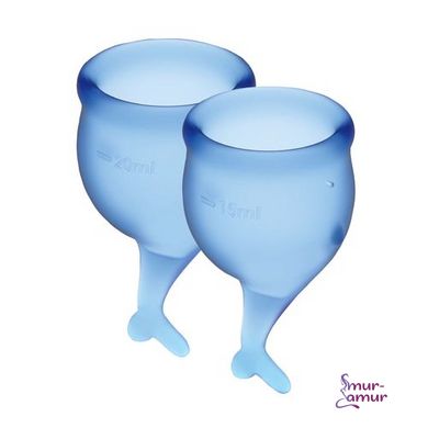Набор менструальных чаш Satisfyer Feel Secure (dark blue), 15мл и 20мл, мешочек для хранения фото і опис