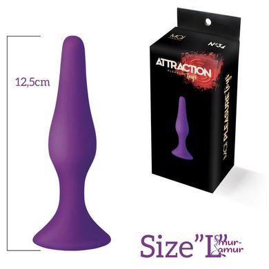 Анальная пробка на присоске MAI Attraction Toys №34 Purple, длина 12,5см, диаметр 3,2см фото и описание
