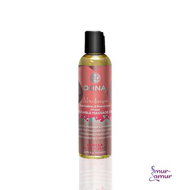 Масажна олія DONA Kissable Massage Oil Vanilla Buttercream (110 мл) можна для оральних пестощів фото і опис