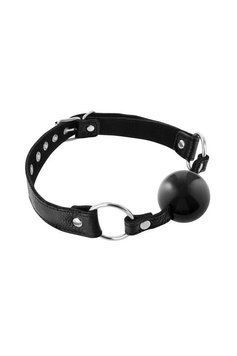 Кляп с силиконовым шариком Fetish Tentation Premium Leather gag with silicone ball Black, кожа фото и описание