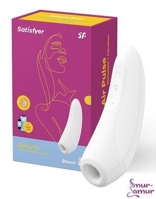 Вакуумный клиторальный стимулятор Satisfyer Curvy 1+ White с управлением через интернет фото и описание