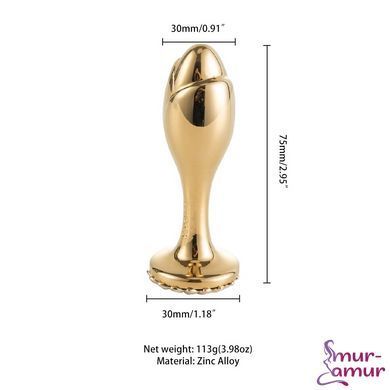 Металлическая анальная пробка LOCKINK SEVANDA Pearl Rose-shape Anal Plug, с искусственной жемчужиной